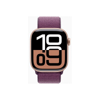 Produktbild för Apple Watch Series 10 (GPS + Cellular) - guldrosa aluminium - smart klocka med sportögla - plommonfärgat - 64 GB