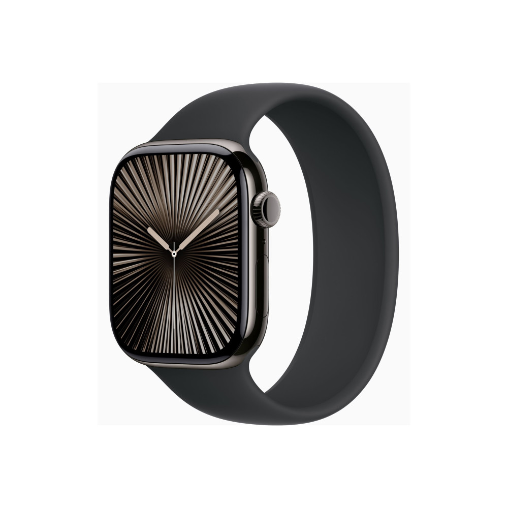Produktbild för Apple Watch Series 10 (GPS + Cellular) - skiffer titan - smart klocka med sportband - svart - 64 GB