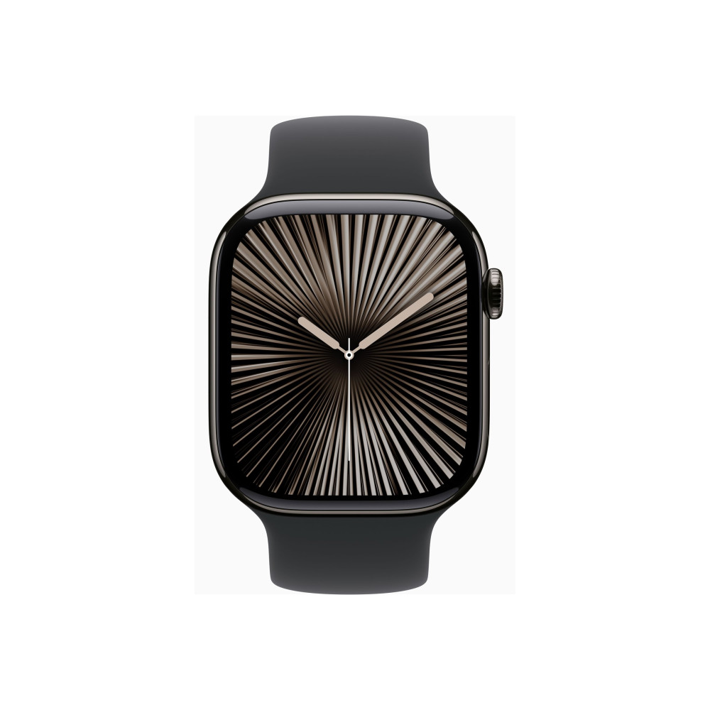 Produktbild för Apple Watch Series 10 (GPS + Cellular) - skiffer titan - smart klocka med sportband - svart - 64 GB