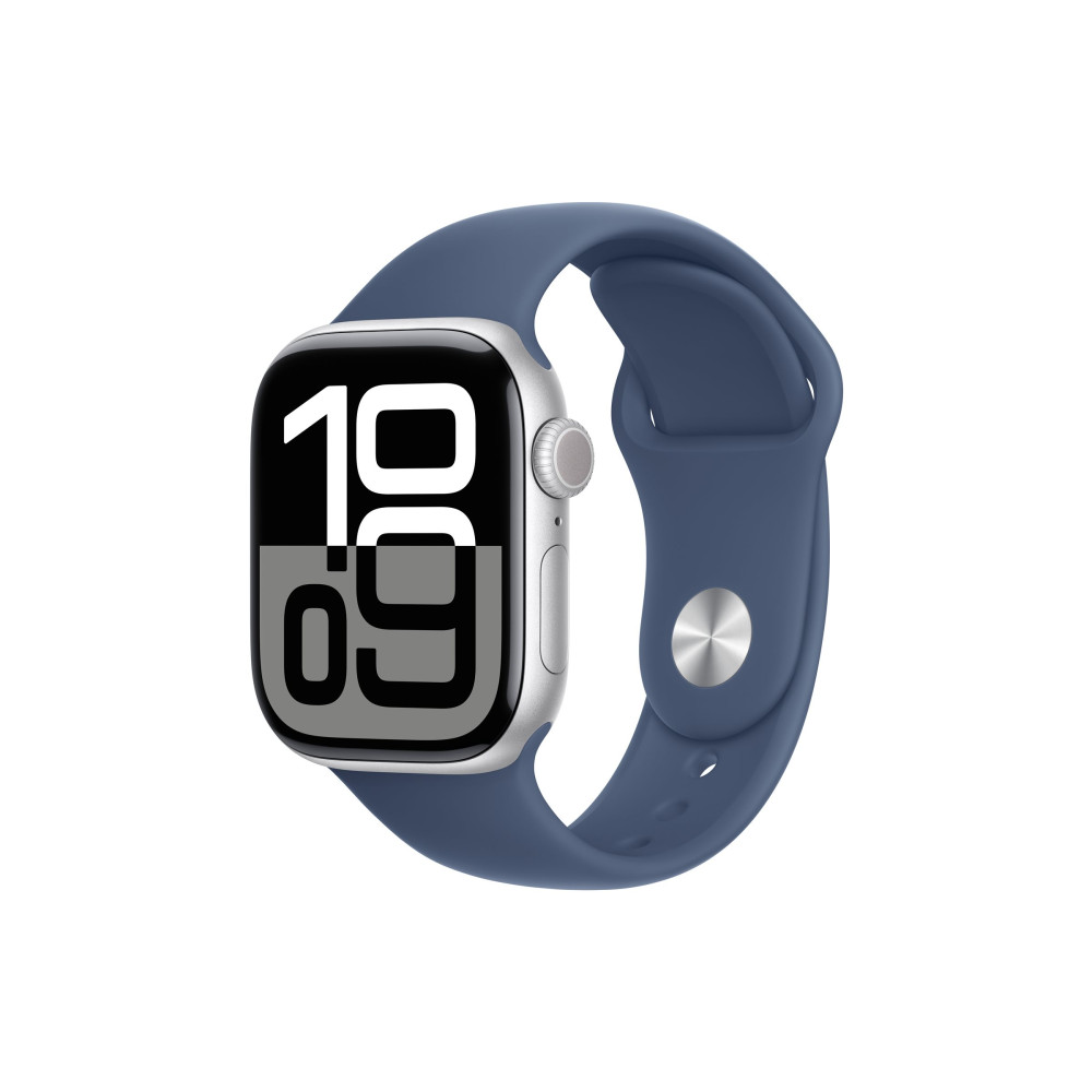 Produktbild för Apple Watch Series 10 (GPS + Cellular) - silveraluminium - smart klocka med sportband - denim - 64 GB