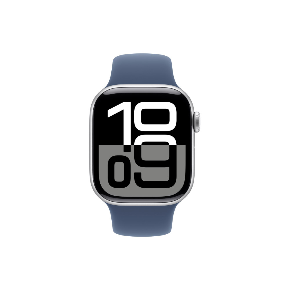 Produktbild för Apple Watch Series 10 (GPS + Cellular) - silveraluminium - smart klocka med sportband - denim - 64 GB
