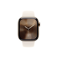 Produktbild för Apple Watch Series 10 (GPS + Cellular) - guld titan - smart klocka med sportband - starlight - 64 GB