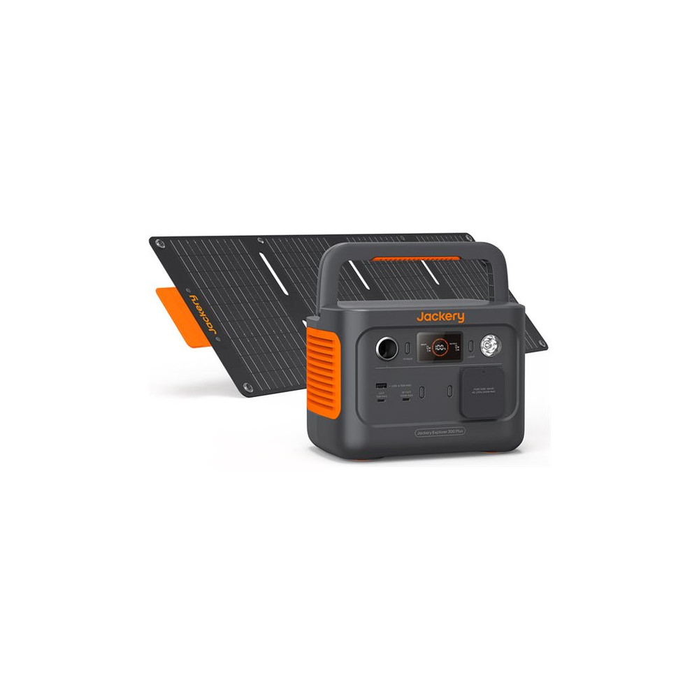 Produktbild för Jackery Solar Generator 300 Plus - bärbar kraftstation - 300 Watt - LiFePO4 - 288 Wh - med SolarSaga 40 mini solar panel
