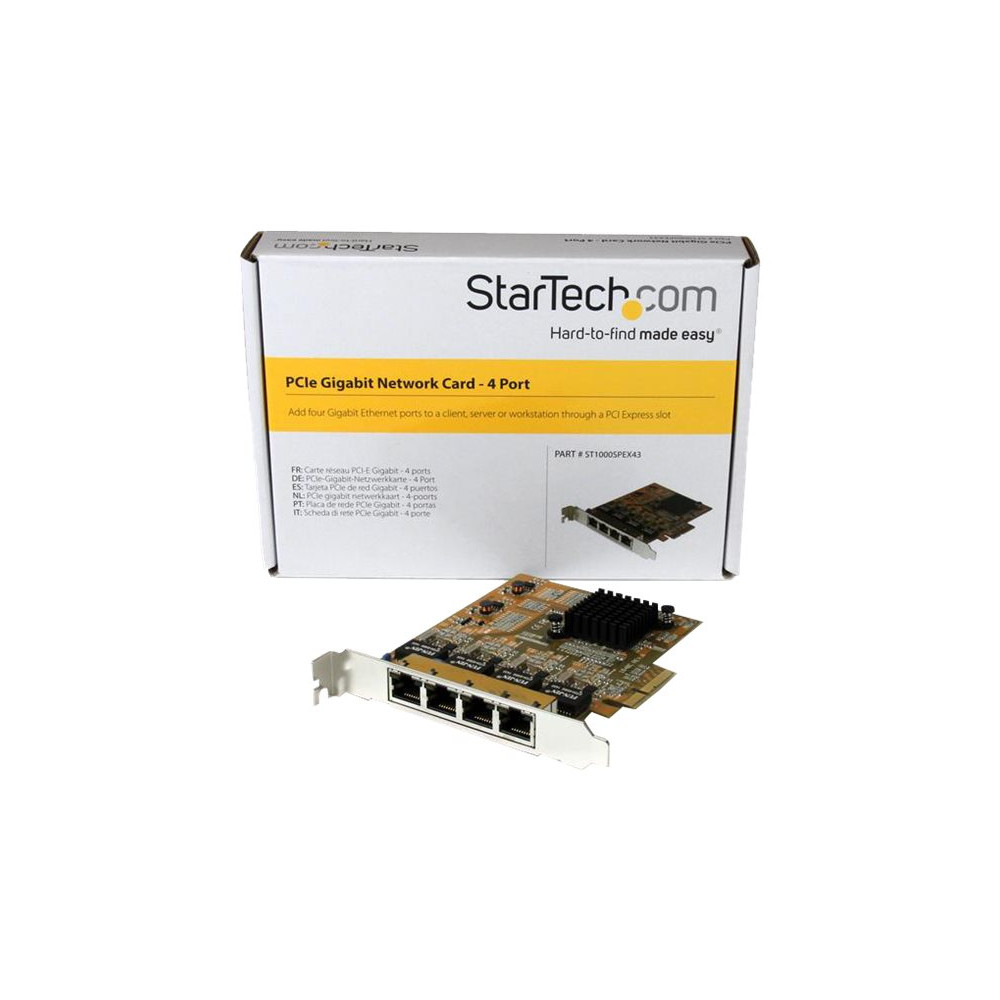 Produktbild för Startech PCIe Gigabit-nätverkskortadapter med 4 portar - nätverksadapter - PCIe - Gigabit Ethernet x 4