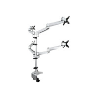 Produktbild för StarTech.com Desk Mount Quad Monitor Arm, Premium Articulating VESA 4 Monitor Mount 2x2 up to 27", Ergonomic Height Adjustable Pole Mount, Tilt/Swivel/Rotate, C-Clamp/Grommet, Silver - Heavy-duty VESA Mount (ARMQUADPS) monteringssats - justerbar arm - för