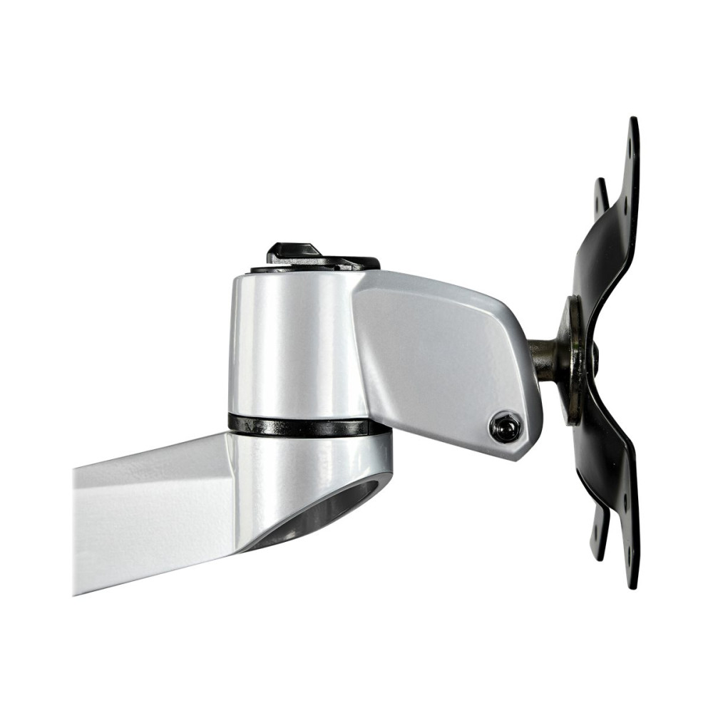 Produktbild för StarTech.com Desk Mount Quad Monitor Arm, Premium Articulating VESA 4 Monitor Mount 2x2 up to 27", Ergonomic Height Adjustable Pole Mount, Tilt/Swivel/Rotate, C-Clamp/Grommet, Silver - Heavy-duty VESA Mount (ARMQUADPS) monteringssats - justerbar arm - för