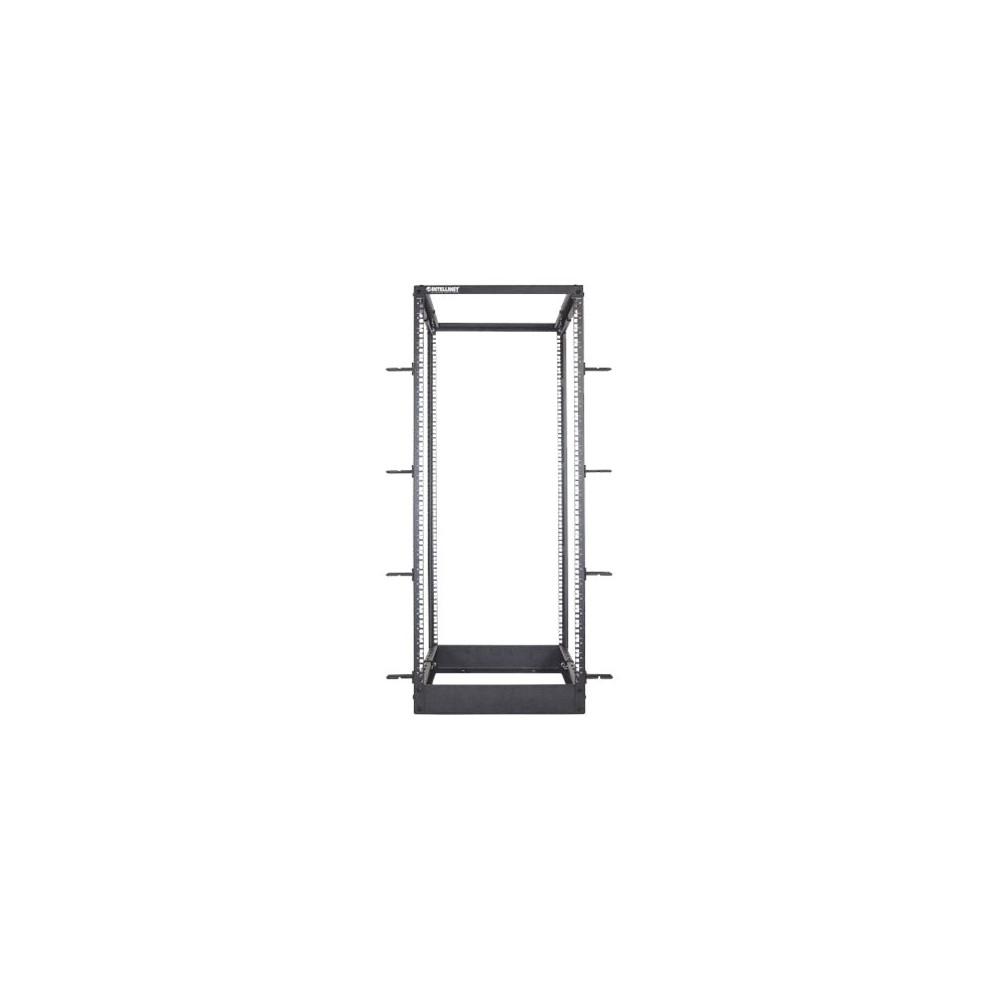 Produktbild för Intellinet Network Rack, Open Frame (4-Post), 26U, Usable Width 465mm, Black, Flatpack, Max 360kg, 19", Three Year Warranty - rack - 26U