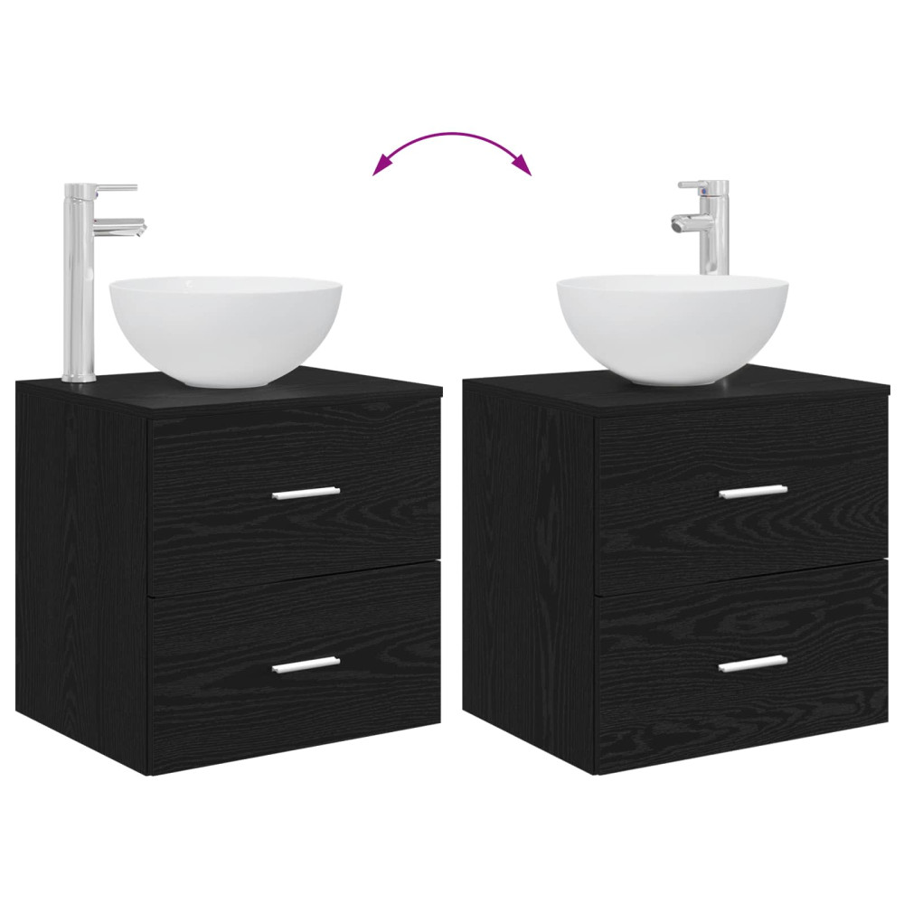 Produktbild för Badrumsmöbelset 2 pcs Svart ek Konstruerat trä