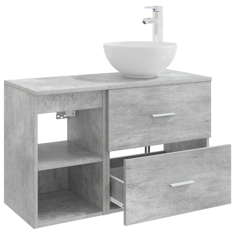 Produktbild för Badrumsmöbelset 2 pcs Betonggrå Konstruerat trä