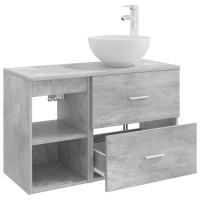 Produktbild för Badrumsmöbelset 2 pcs Betonggrå Konstruerat trä
