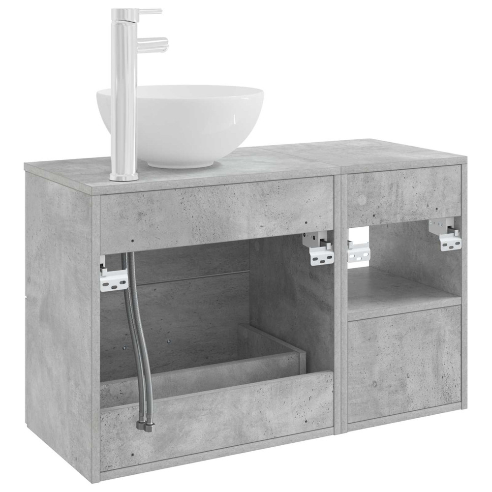 Produktbild för Badrumsmöbelset 2 pcs Betonggrå Konstruerat trä