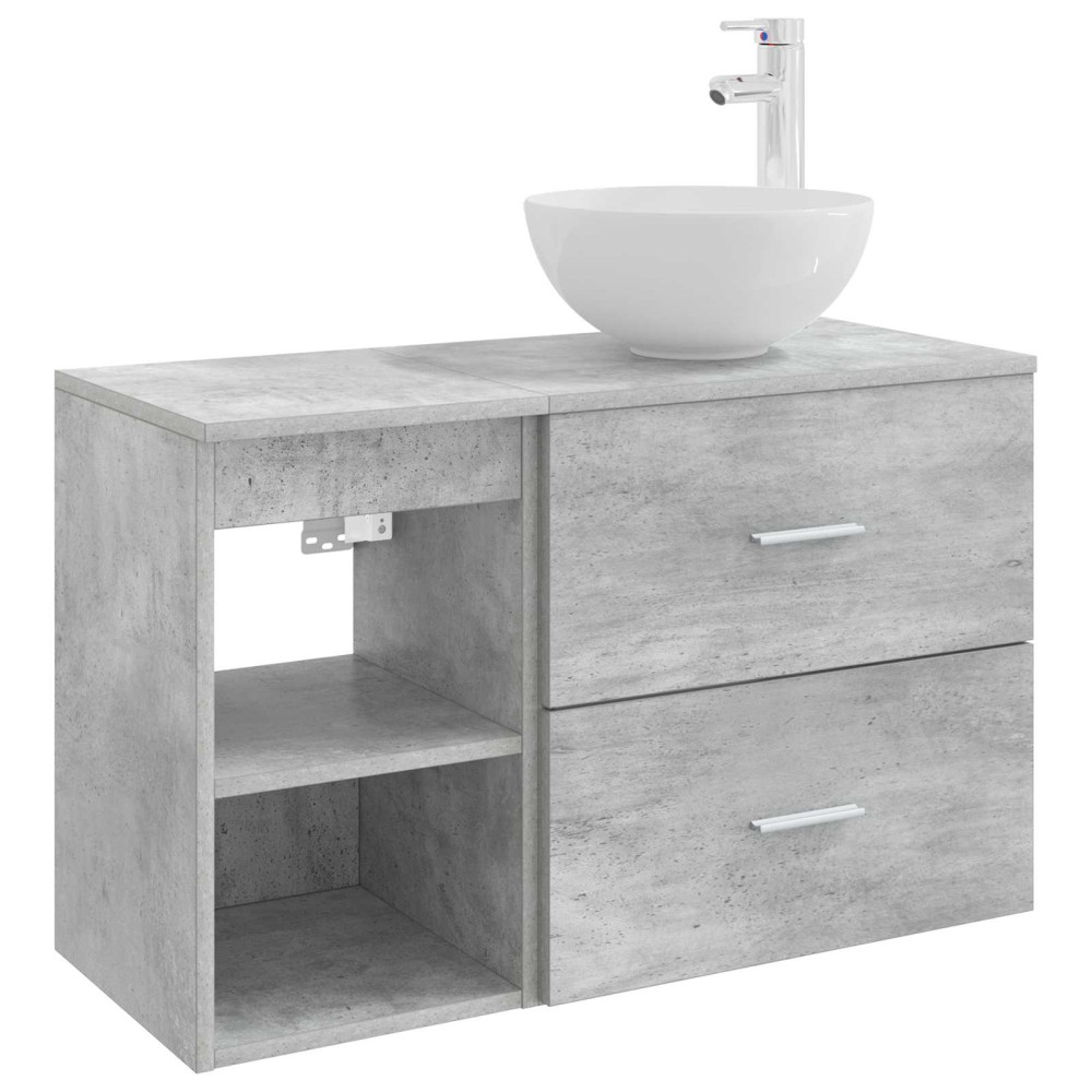 Produktbild för Badrumsmöbelset 2 pcs Betonggrå Konstruerat trä