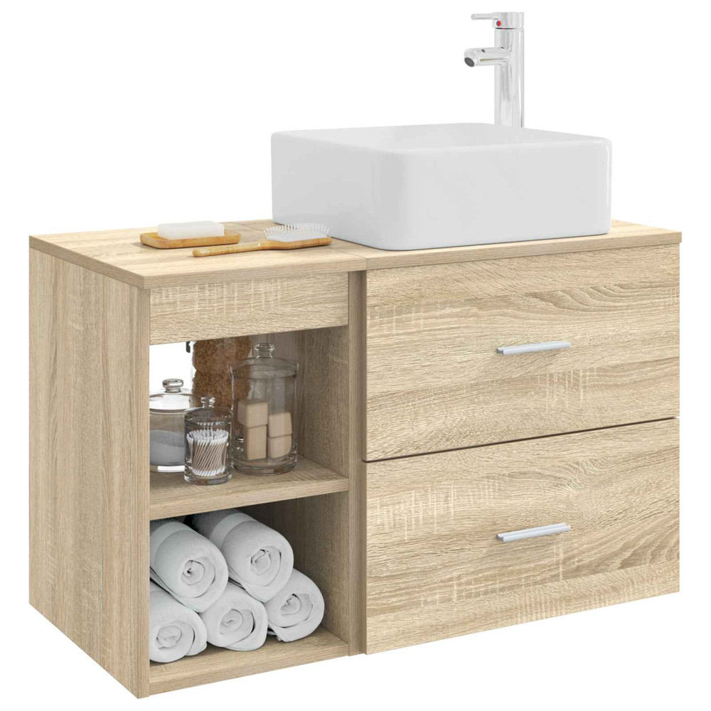 Produktbild för Badrumsmöbelset 2 pcs Sonoma-ek Konstruerat trä