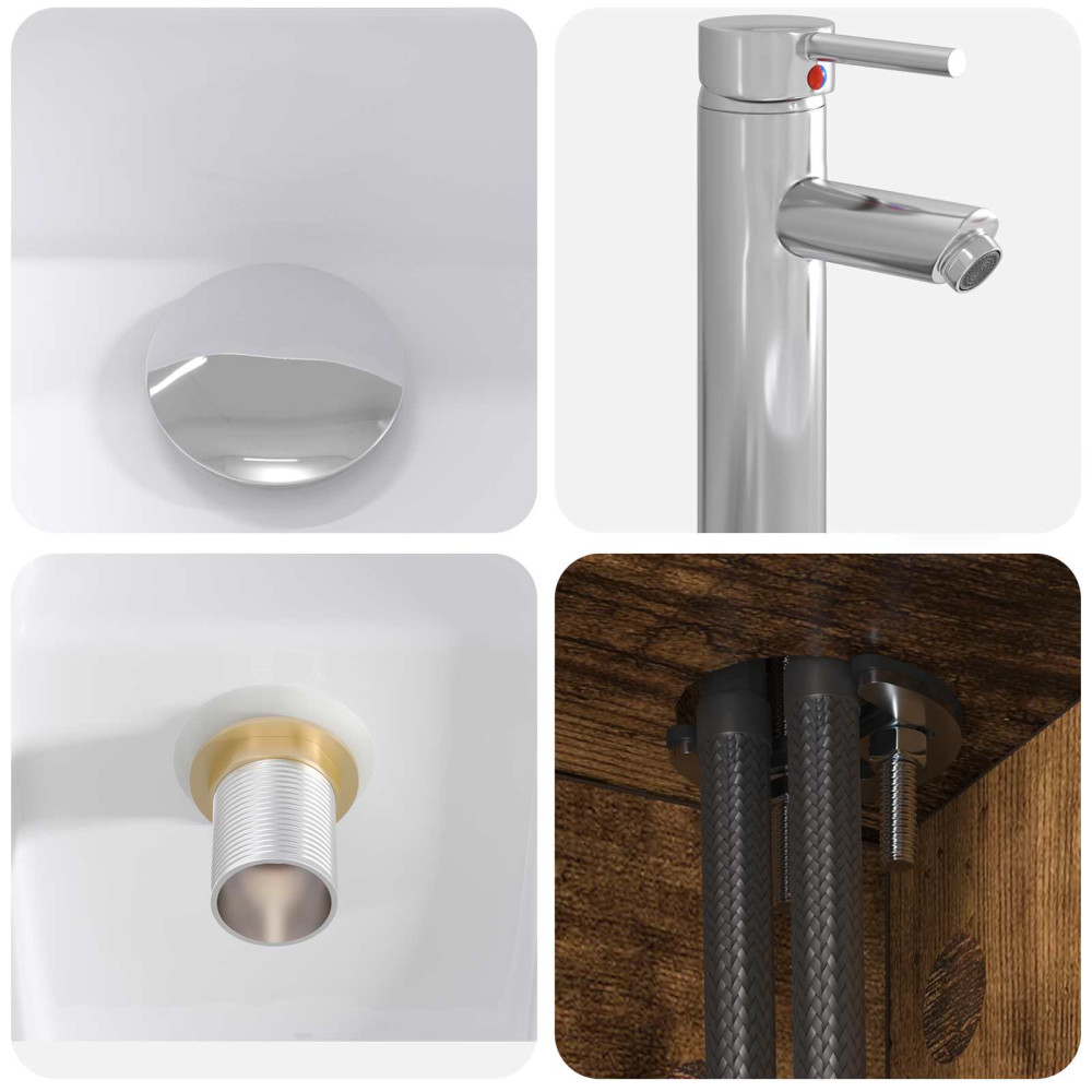Produktbild för Badrumsmöbelset 2 pcs Rökt ek Konstruerat trä