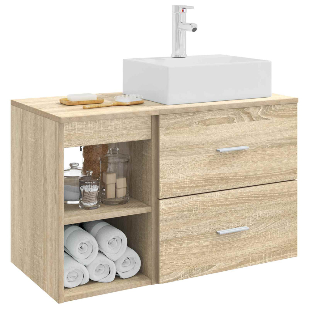 Produktbild för Badrumsmöbelset 2 pcs Sonoma-ek Konstruerat trä