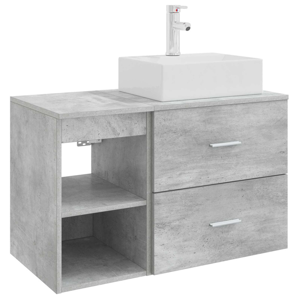 Produktbild för Badrumsmöbelset 2 pcs Betonggrå Konstruerat trä