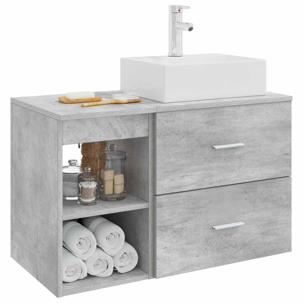 Produktbild för Badrumsmöbelset 2 pcs Betonggrå Konstruerat trä