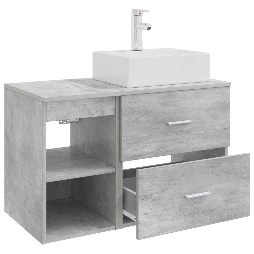 Produktbild för Badrumsmöbelset 2 pcs Betonggrå Konstruerat trä