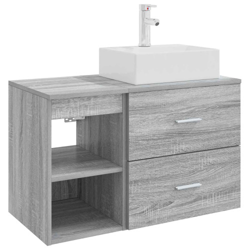 vidaXL Badrumsmöbelset 2 pcs Grå Sonoma Konstruerat trä