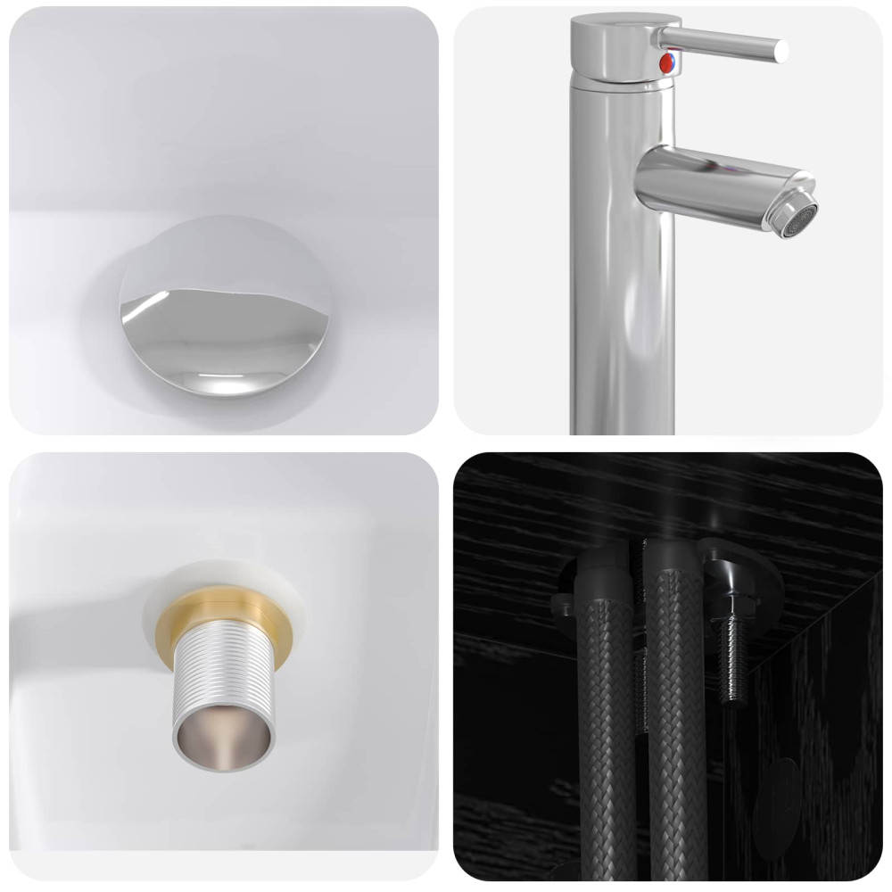 Produktbild för Badrumsmöbelset 2 pcs Svart ek Konstruerat trä