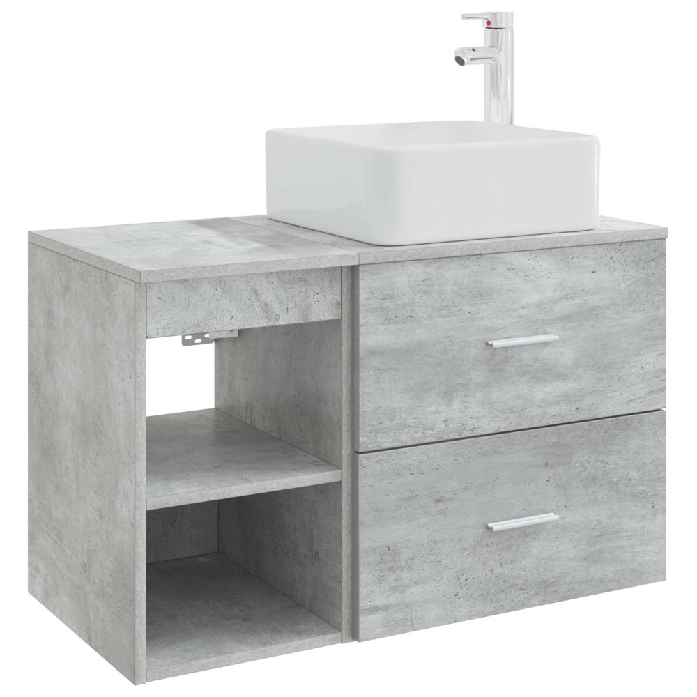 Produktbild för Badrumsmöbelset 2 pcs Betonggrå Konstruerat trä