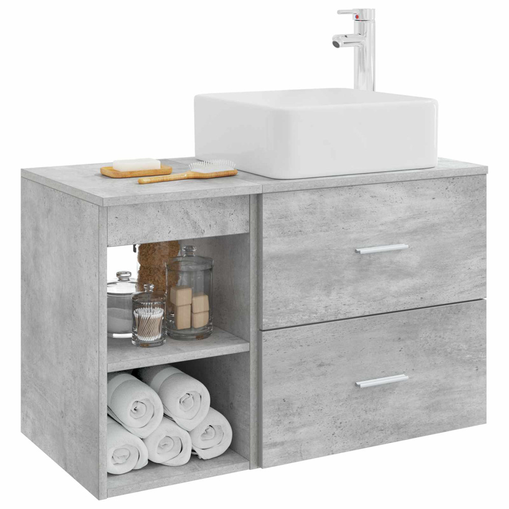 Produktbild för Badrumsmöbelset 2 pcs Betonggrå Konstruerat trä