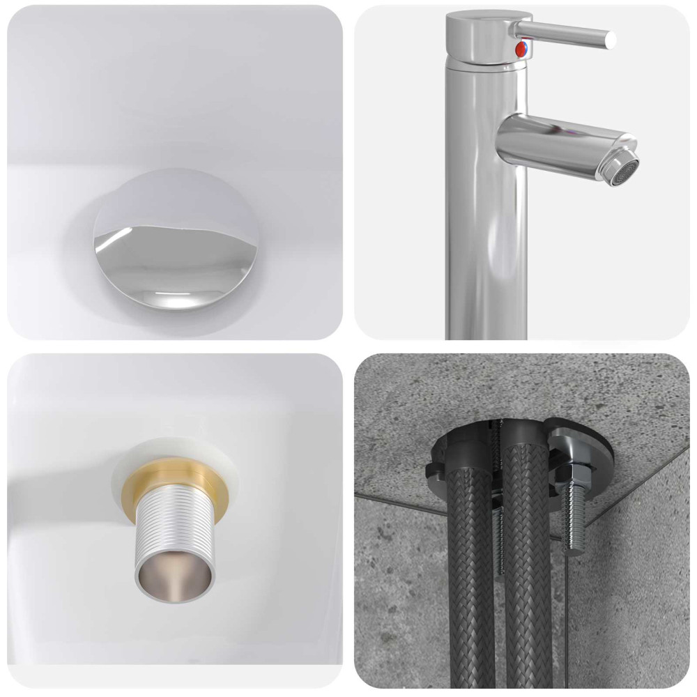 Produktbild för Badrumsmöbelset 2 pcs Betonggrå Konstruerat trä