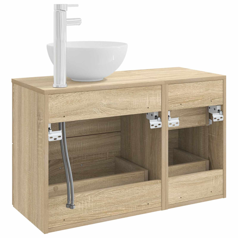 Produktbild för Badrumsmöbelset 2 pcs Sonoma-ek Konstruerat trä