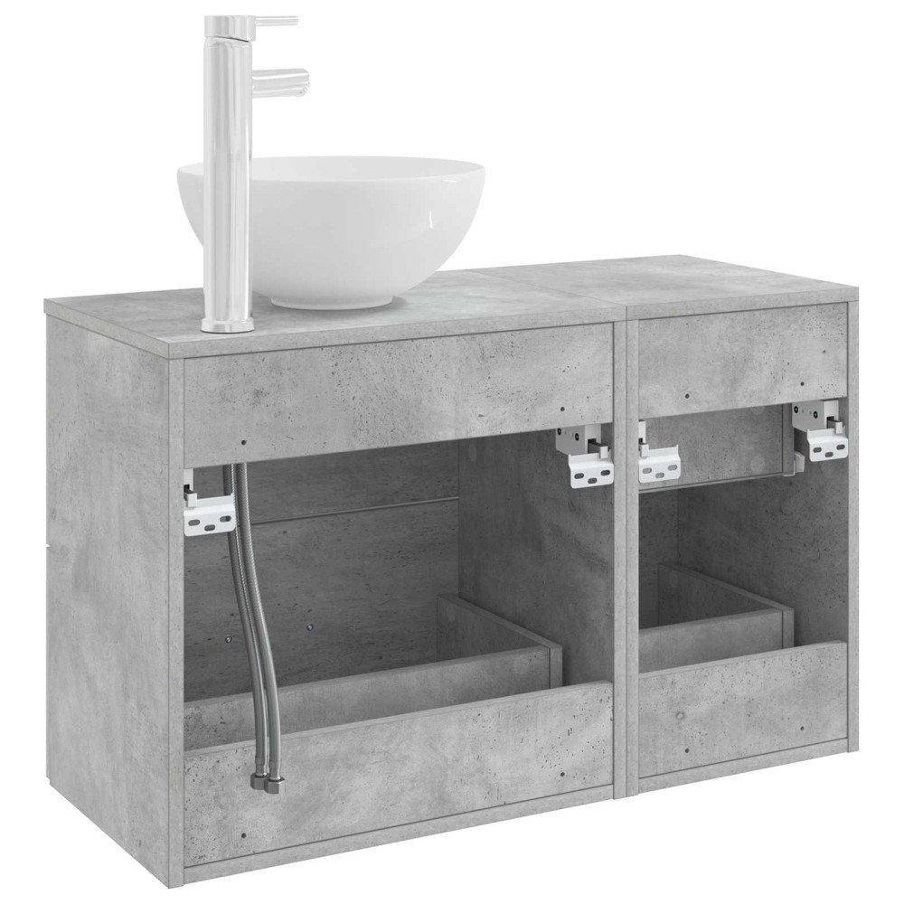 Produktbild för Badrumsmöbelset 2 pcs Betonggrå Konstruerat trä