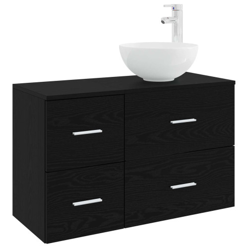 vidaXL Badrumsmöbelset 2 pcs Svart ek Konstruerat trä