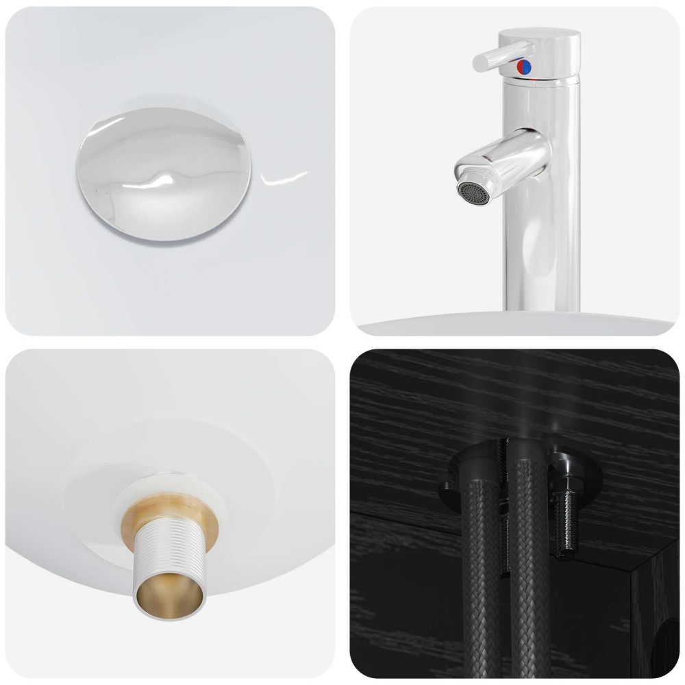Produktbild för Badrumsmöbelset 2 pcs Svart ek Konstruerat trä