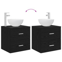Produktbild för Badrumsmöbelset 2 pcs Svart ek Konstruerat trä