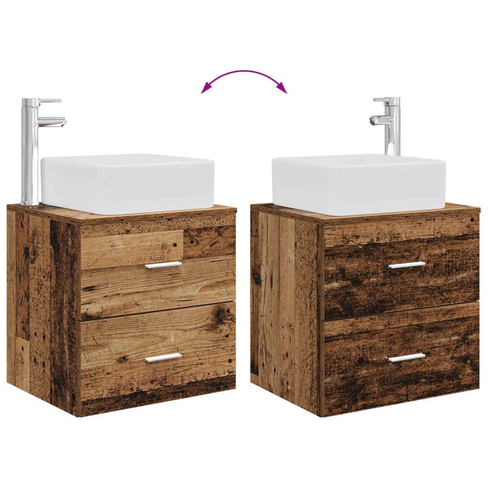 Produktbild för Badrumsmöbelset 2 pcs Gammalt trä Konstruerat trä