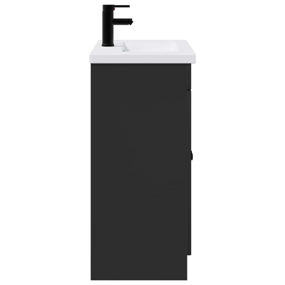 Produktbild för Badrumsmöbelset Svart 56 x 37,5 x 81 cm Konstruerat trä