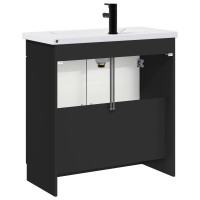 Produktbild för Badrumsmöbelset Svart 56 x 37,5 x 81 cm Konstruerat trä