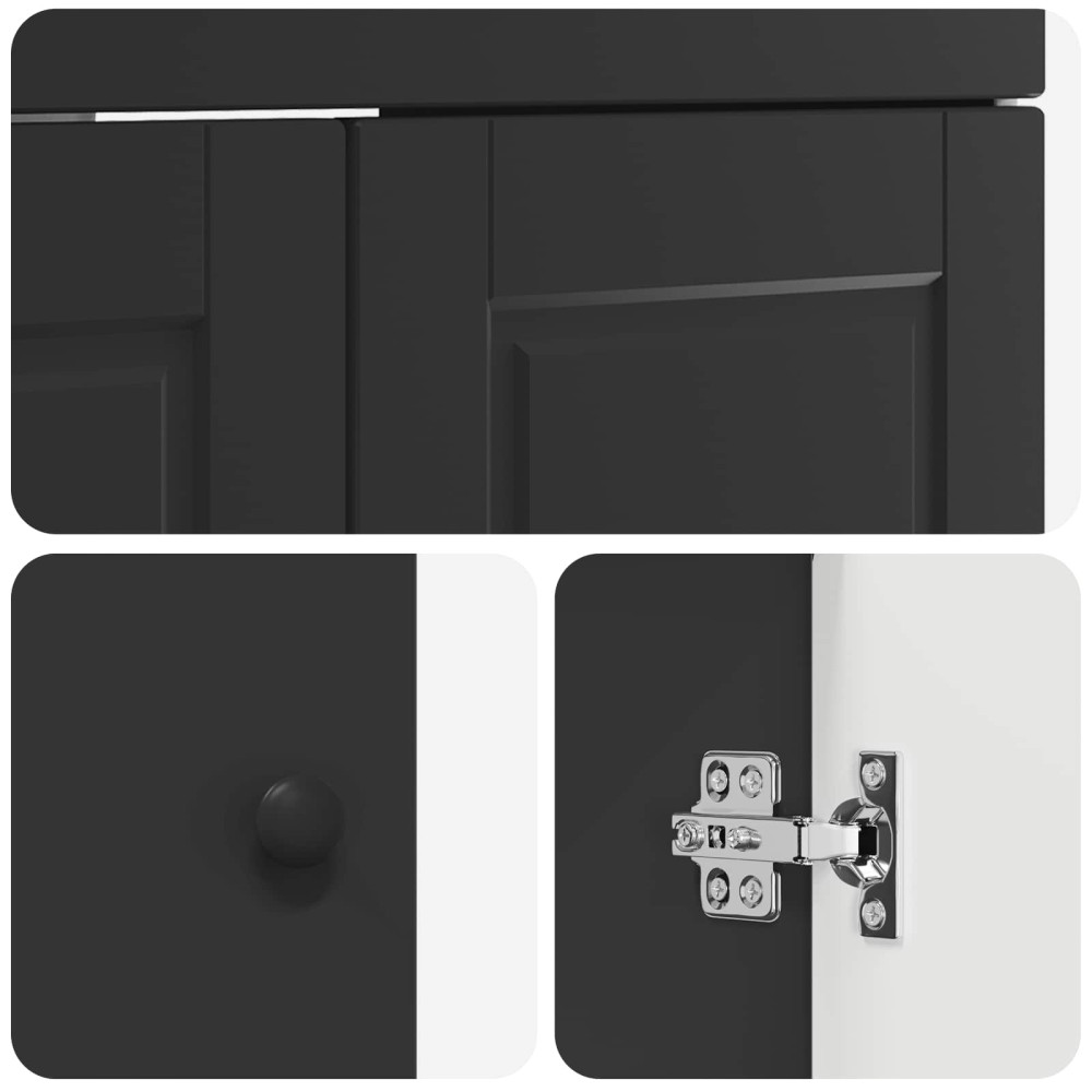 Produktbild för Badrumsmöbelset Svart 56 x 37,5 x 81 cm Konstruerat trä