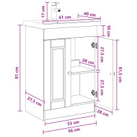 Produktbild för Badrumsmöbelset Svart 56 x 37,5 x 81 cm Konstruerat trä