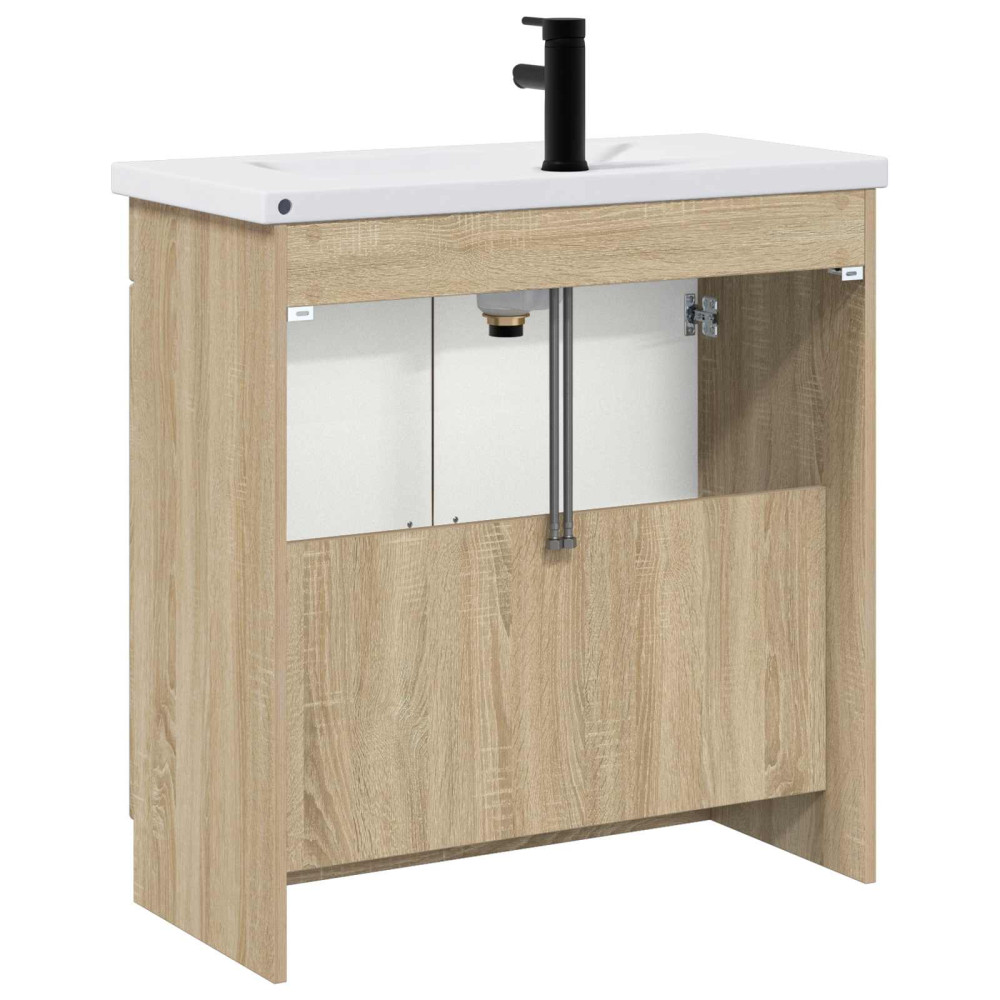 Produktbild för Badrumsmöbelset Sonoma-ek 56 x 37,5 x 81 cm Konstruerat trä