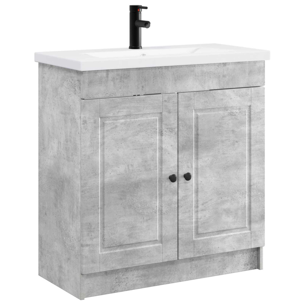 Produktbild för Badrumsmöbelset Betonggrå 56 x 37,5 x 81 cm Konstruerat trä