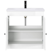 Produktbild för Badrumsmöbelset Vit högglans 56 x 37,5 x 81 cm Konstruerat trä