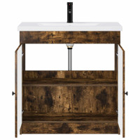 Produktbild för Badrumsmöbelset Rökt ek 56 x 37,5 x 81 cm Konstruerat trä