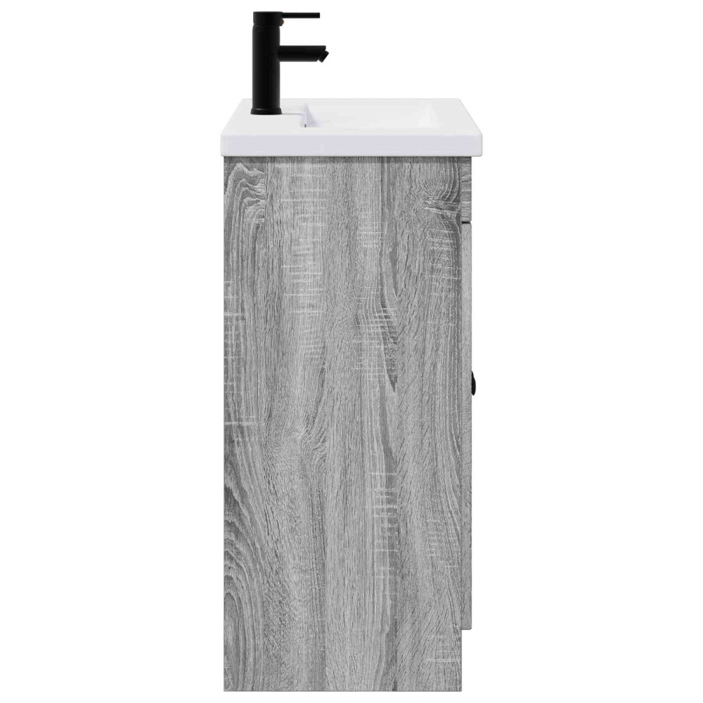 Produktbild för Badrumsmöbelset Grå Sonoma 56 x 37,5 x 81 cm Konstruerat trä