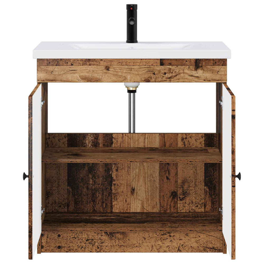 Produktbild för Badrumsmöbelset Gammalt trä 56 x 37,5 x 81 cm Konstruerat trä