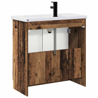 Produktbild för Badrumsmöbelset Gammalt trä 56 x 37,5 x 81 cm Konstruerat trä