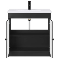 Produktbild för Badrumsmöbelset Svart 78,5 x 37,5 x 81 cm Konstruerat trä