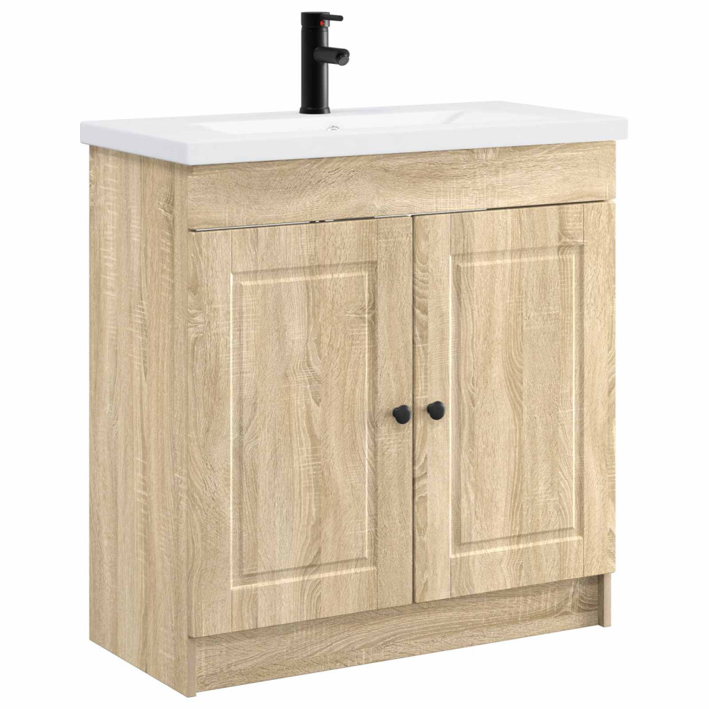 Produktbild för Badrumsmöbelset Sonoma-ek 78,5 x 37,5 x 81 cm Konstruerat trä