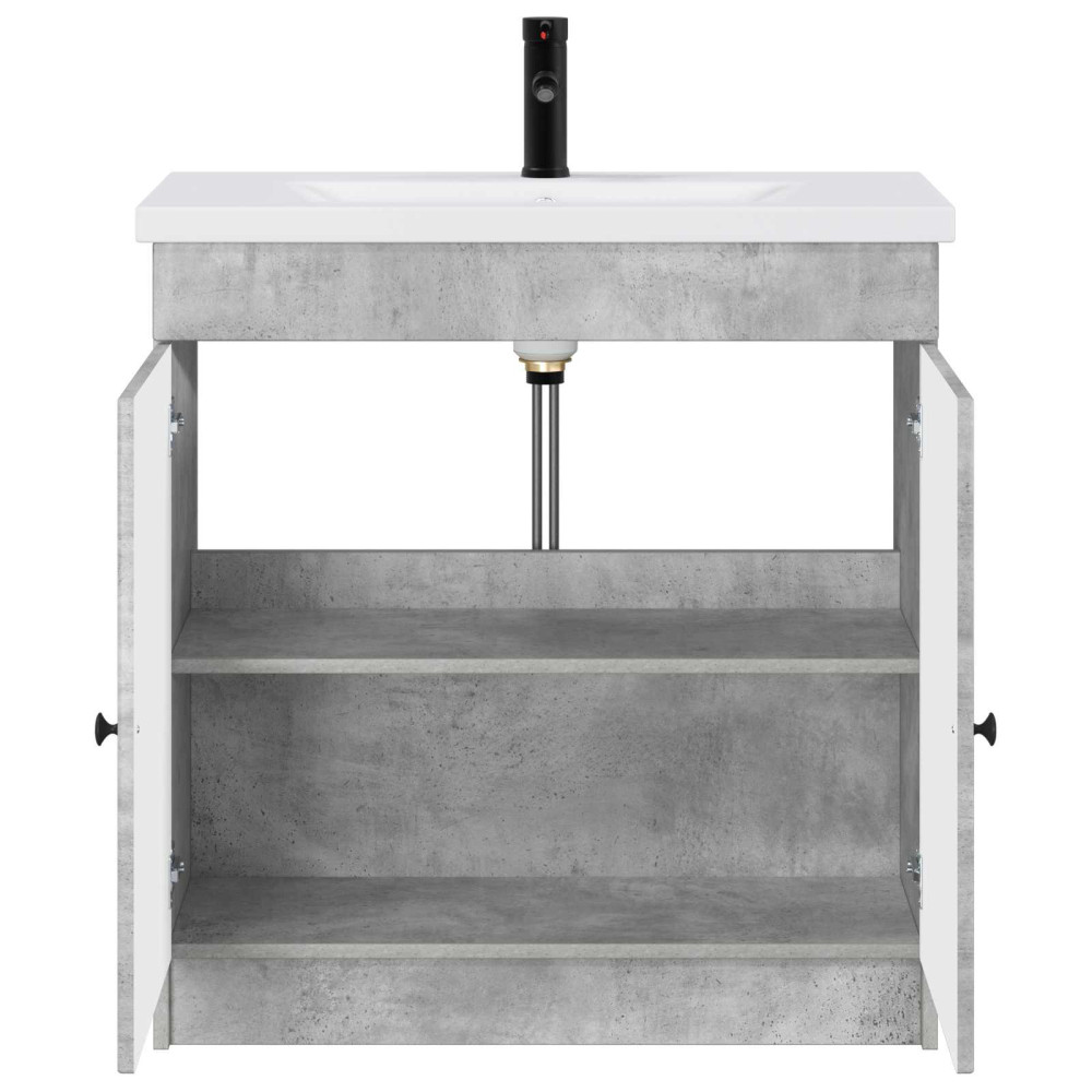 Produktbild för Badrumsmöbelset Betonggrå 78,5 x 37,5 x 81 cm Konstruerat trä