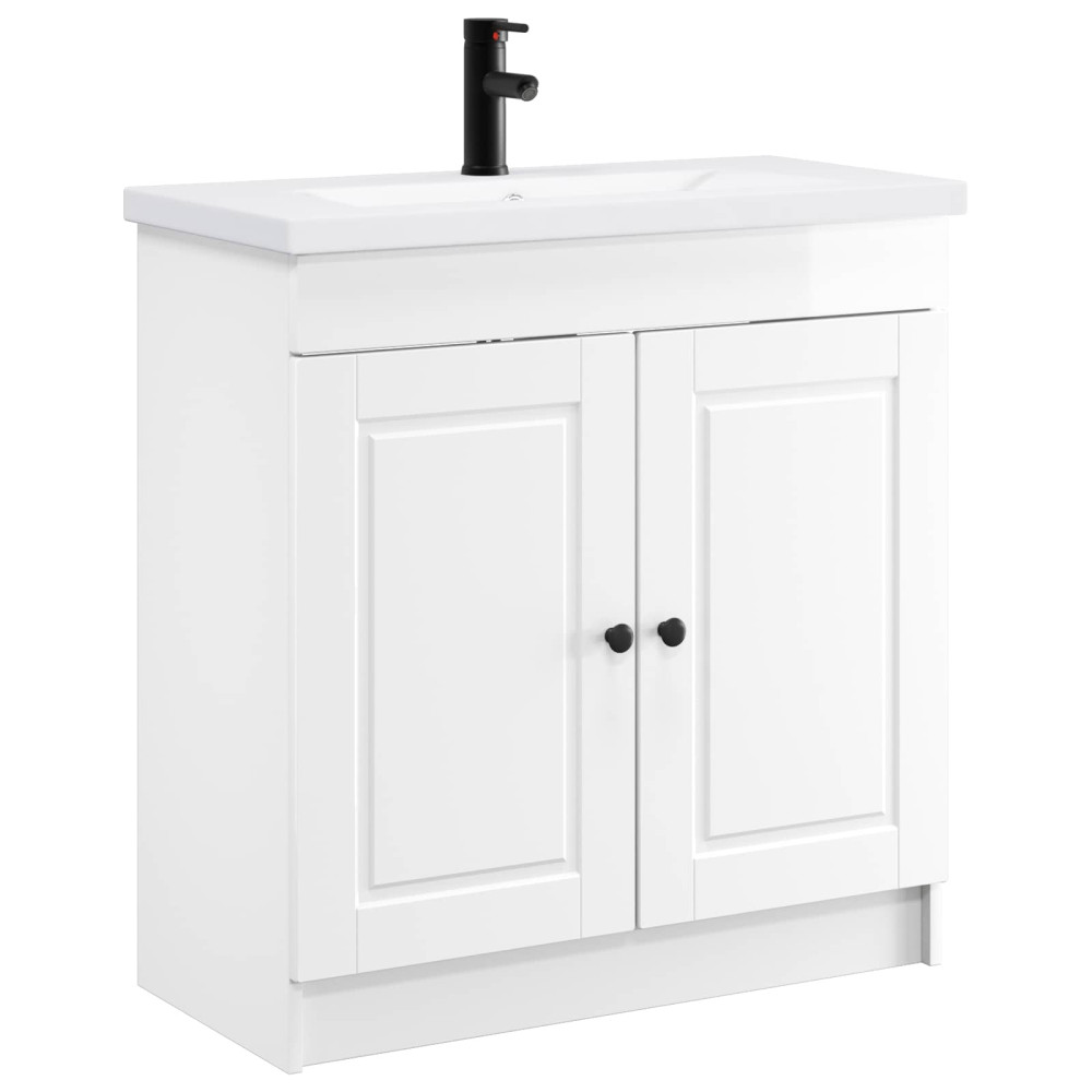 Produktbild för Badrumsmöbelset Vit högglans 78,5 x 37,5 x 81 cm