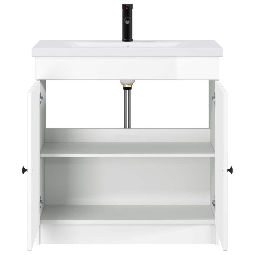 Produktbild för Badrumsmöbelset Vit högglans 78,5 x 37,5 x 81 cm