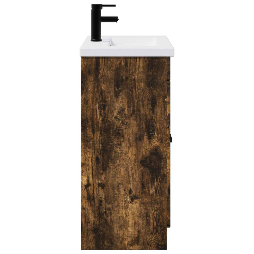 Produktbild för Badrumsmöbelset Rökt ek 78,5 x 37,5 x 81 cm Konstruerat trä